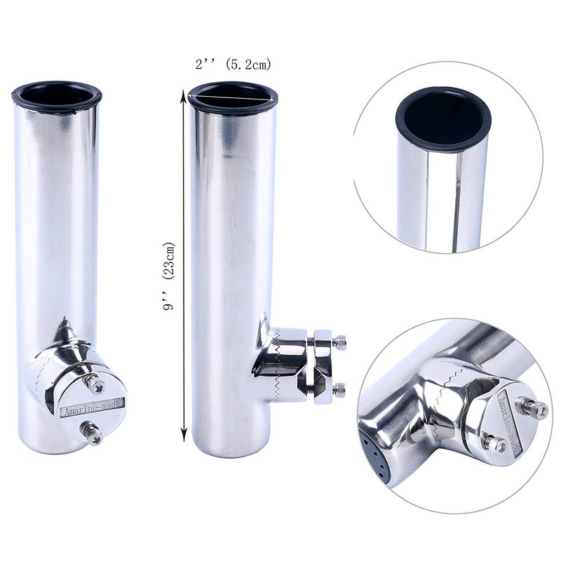 Amarine Made 4Pcs Lower Clamp Fishing Pole Rod Holder for Boat, Stainless Clamp on Fishing Rod Holder for Rails 7/8" to 1" - Image 2